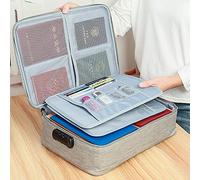 Safe Document Bag with Lock, Multi-Layer File Storage Box, Document Organizer Bag for Home Office Travel,Portable Storage Bag For Ipad,Cash,Jewelry,Passport,Certificates(Gray)