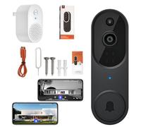 Safe Doorbell Camera Wireless, Best Doorbell Camera with Motion Detection and Night Vision & Two-way Audio, 1080P Wireless Doorbells for Home, Cloud Storage, Only Supports 2.4G Wi-fi(Black)