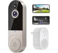 Safe Doorbell, Safedoorbell Camera Wireless, Safe Doorbell with No Monthly Fee, 1080p Wireless Wi-Fi Video Jingle Bell, Two-Way Audio, Smarter Way to Protect Your Home (T50 Beige)
