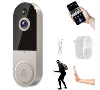 Safe Doorbell, Safedoorbell-The Smarter Way To Protect Your Home, Safedoorbell Camera, 1080p Smart Wireless Video Doorbell Camera Chime, Ai Motion Detection, Night Vision, Two-Way Audio (Beige)