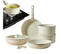 Safe Dressing Set - Küchenerlebnis Non-Stick Cream White pots and pans, frying pans and cooking pots with detachable handles Use for the kitchen scenario | Lice