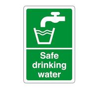 Safe drinking water - safety sign - 1.2mm Rigid plastic for indoor/outdoor usage (200mm x 150mm) Viewing Distance within 5m.