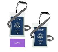 Safe Flight Transparent Passport ID Badge Holder Extra Large 6x4 with 17 Neck Lanyard - 2 Pack Bundle-with Retail Packaging and Cleaning Cloth