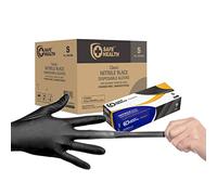 Safe Health Nitrile Disposable Gloves Small Latex Free, Powder Free, Textured, 3.5 mil, Multi-Purpose Food Safe, Industrial, Tattoo, Salon, Hair, Auto, Car Cleaning, Pet Cooking S Black (Case of 1000)
