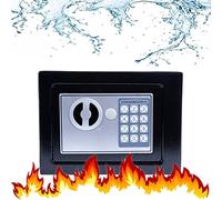 Safe, Home Safe Waterproof, Fireproof Safe with Pre-Drilled Holes, Digital Keypad Key and Emergency Battery Box/Black/4.6L