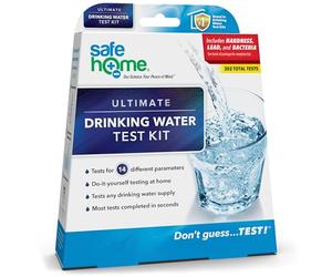 Safe Home® Ultimate DIY Drinking Water Test Kit - Testing for Lead, Bacteria, Hardness, Copper, Fluoride, Iron, Nitrate, pH, & More - City or Well Water - 302 Tests/Kit.