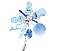 Safe Keychain Set for Girls with Personal Safety Alarm, Hand Sanitizer Holder, Whistle and Pom
