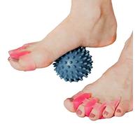 Safe Living 2 Piece Silicone Gel Toe Separators Spacers Set for Bunions, Overlapping and Pedicures Complete with Spiky Massage Ball for Pain Relief