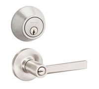 Safe Lock - Westley Lever, Keyed Entry Lever and Single Cylinder Deadbolt Combo Pack, Satin Nickel Finish