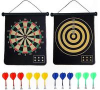 Safe Magnetic Dart Board Game Set - 12 Darts, Double-Sided Design, Portable Roll-Up Board for Indoor Outdoor Family Fun & Gifts