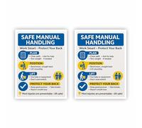 Safe Manual Handling High Gloss Self-Adhesive Sign / 15x20cm (appx A5) / 2-Pack Wipe Clean/Weatherproof/Workplace Health & Safety Signage /