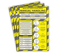 Safe Manual Handling Poster Prints, A4 Size, Pack of 3, Splash-Proof, Wall Mount, Yellow and Black