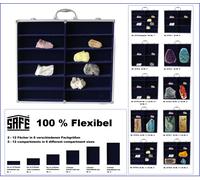SAFE MAXI ALU Flex Mineral Collection Display Case, 12 Compartments