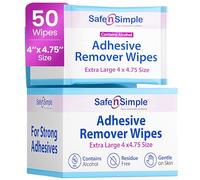 Safe n' Simple Extra Large Adhesive Remover for Skin - 4”x4.75” 50 Individually Wrapped Packets - Adhesive Remover Wipes - Medical Grade Isopropyl Alcohol Wipes - Alcohol Adhesive Remover Pads