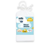 Safe Nights Moses Basket Fitted Sheets Set 100% Jersey Cotton Bassinet Size Pack of Two Plain White Newborn Easy Care Super Soft for Baby with Storage