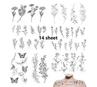 Safe Non-Toxic Tattoos, Flower Temporary Tattoos That Are Easy to Apply For Face, Neck, Arms, Feet, Suitable For Children And Adults, Realistic Appear