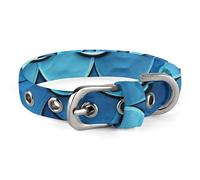 Safe Personalized Dog Collar Blue Mermaid Fish Scale Adjustable Pet Collar for Medium and Small Dogs Cats