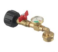 Safe Propane Refill Adapter, Brass Propane Refill Adapter with Gauge and Switch Valve, Solid Brass QCC-1 Filler for 1 lb Cylinders from 20 lb Source, Safe Gas Transfer Device for Camping Outdoor Use