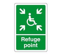 Safe refuge point - safety sign - business signs, carpark safety signs - High tack self-adhesive sticker (400mm x 300mm) Viewing Distance within 14m.