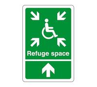 Safe refuge space - safety sign - business signs, carpark safety signs - 1.2mm Rigid plastic for indoor/outdoor usage (200mm x 150mm) Viewing Distance within 5m.