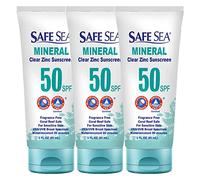 Safe Sea Zinc Oxide Sunscreen SPF50 | Clear Mineral Face Sunscreen Without White Cast | Anti-Jellyfish Sting Protective Lotion | Coral Reef Safe | Travel Size - 60ml (3 tubes)