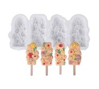 Safe Silicone Ice Lolly Maker with Detachable Stick Creative 4 Compartments Popsicles Tray Cream Making Molds Cream Making Tool