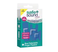 Safe & Sound Blue Detectable Finger Plasters - 16 Pack Assorted Sizes Metal Detectable Waterproof Finger Bandages for Catering & Food Preparation Environments