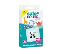 Safe & Sound Children’s Fun Plasters - 16 Pack - Washproof, Hypoallergenic, Sterile Plasters with 4 Animal Designs - Soft and Flexible for Sensitive Skin