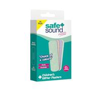 Safe & Sound Children’s Glitter Plasters - Pack of 16 - Assorted Colours - Washproof, Breathable & Flexible Kids Bandages (70mm x 20mm)