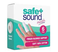Safe + Sound Cotton Finger Cots 6 Pack, One Size - Effective support to fingers joint injuries, sprains, strains, Ideal for Securing Dressing, Aids in Keeping Cuts & Abrasions Clean