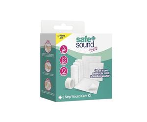 Safe & Sound Health 3 Step Wound Care Kit - 13 Piece First Aid Set for Small to Medium Wounds - Clean, Cover & Protect - Includes Gauze, Non-Stick Pads, Tape & Bandages