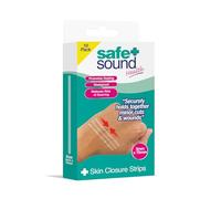 Safe & Sound Skin Closure Strips 10 Pack - Sterile Wound Closure Strips, Waterproof Adhesive Steri Strips for Minor Cuts, 3mm x 75mm
