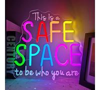 Safe Space Neon Sign This Is Safe Space To Be Who You Are Led Neon Sign for Wall Decor Dimmable Neon Light Up Sign for Classroom Therapy Office