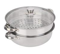 Safe Stainless Steel 2-Tier Food Pan/Stock Pot/Vegetables Food Eggs Boilers (27 * 27 * 19.5cm / 10.6 * 10.6 * 7.7in)