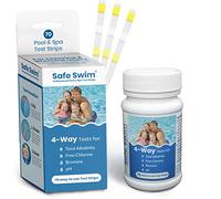 Safe Swim 4-Way - Hot Tub, Swimming Pool and Spa Test Strips - Bottle of 70 - Measures Chlorine, Bromine, PH and Total Alkalinity - Made in the USA.