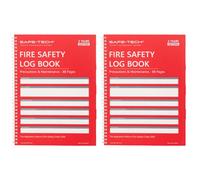 Safe-Tech 2 Pack 2-Year Fire Safety Logbook A4 88 Pages Fire Record Book For Property Compliance