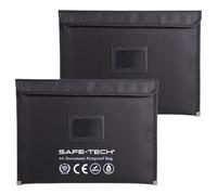 Safe-Tech 2-Pack Laboratory Tested Fireproof A4 Document Bag With Label, Waterproof Heavy-Duty Fire Rated Document Pouch