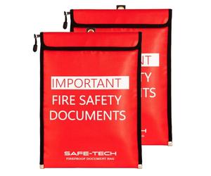 SAFE-TECH 2 Pack Upgraded Fireproof Document Bag, 1300°C Blow Torch Tested Fireproof Document Storage for Legal Certificates, A4 Fireproof For Fire Safety, Legal Documents Fire Safe