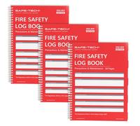 Safe-Tech 3 Pack Fire Safety Logbook A4 58 Pages Fire Record Book For Commercial & Residential Properties