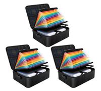 Safe-Tech 3 Pack Safe Tech Large Fireproof Document Box With Lock 38X30X15Cm Waterproof Portable Storage Organiser For Important Documents