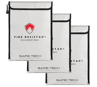 SAFE-TECH 3 Pack Upgraded Fireproof Document Bag, 1300°C Blow Torch Tested | Storage for Legal Certificates, A4 Safety Document, NHS Approved Fireproof Holder