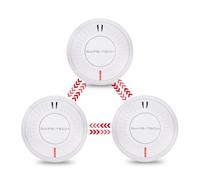 SAFE-TECH 3 Pack Wireless Interlinked Smoke Alarms for Home