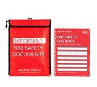 Safe-Tech Fireproof Document Bag & 1 Year Fire Safety Log Book For Certificates & Insurance Files