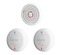 Safe-Tech Interlinked Smoke & Heat Alarm Kit With 2 Smoke Alarms & 1 Heat Alarm For Flats & Small Homes