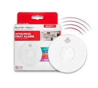 SAFE-TECH New Radio Interlinked Heat Alarm, BS EN 5446-2:2003 Wireless Interlink Heat Detector for Kitchen 10 Years Sensor Interlinked Heat Alarm for Home Longlife Tamperproof Heat Alarm for Scotland