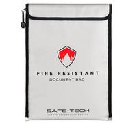 SAFE TECH Professional Fireproof Document Bag Laboratory Tested, Office Business Document Folder Fire & Water Resistant Storage for Passport Fireproof Safe Storage Bag Silver, NHS Approved Supplier