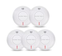 SAFE TECH Smoke Alarm, Wireless Interconnected Smoke Detector 10 Year Battery with Photoelectric Sensor, Fire Alarm with LED Indicator Low Battery and Fault Warning for House and Bedroom, 5 Packs