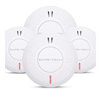 SAFE TECH Wireless Interconnected Smoke Alarm, Smoke Detector 10 Year Battery with Photoelectric Sensor, Fire Alarm with LED Indicator Low Battery and Fault Warning for House and Bedroom, 4 Pack