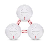Safe-Tech Wireless Interlinked Smoke Alarm 3 Pack With 10 Year Sensor And Sealed Tamper-Proof Battery