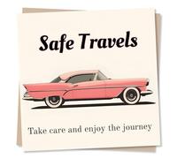Safe Travels Card For Friend Or Loved One - Car, Travel, Space - Take Care And Enjoy The Journey - New Home, Moving, Gap Year - For Child, Grandchild, Partner, Relative, Colleague, Son, Daughter